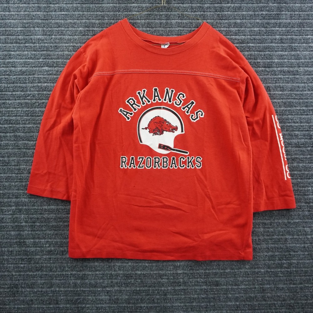 Artex Arkansas Razorbacks Long Sleeve Shirt Mens XL Red Vintage 80s USA Made